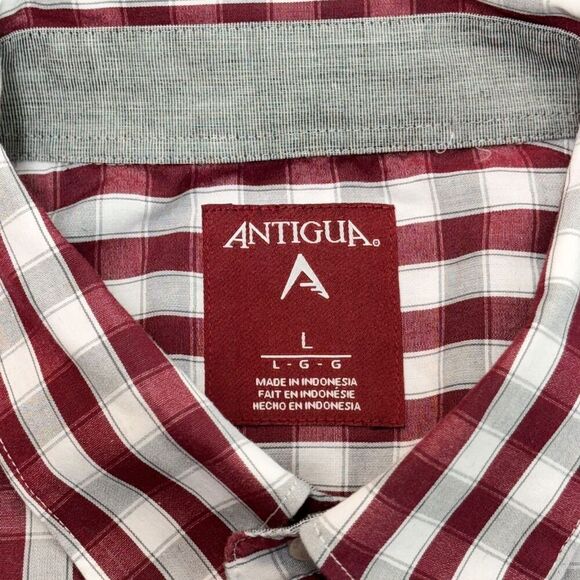Florida State Seminoles Sz L Shirt Mens Red Check Button Up Long Sleeve Antigua - Picture 7 of 15